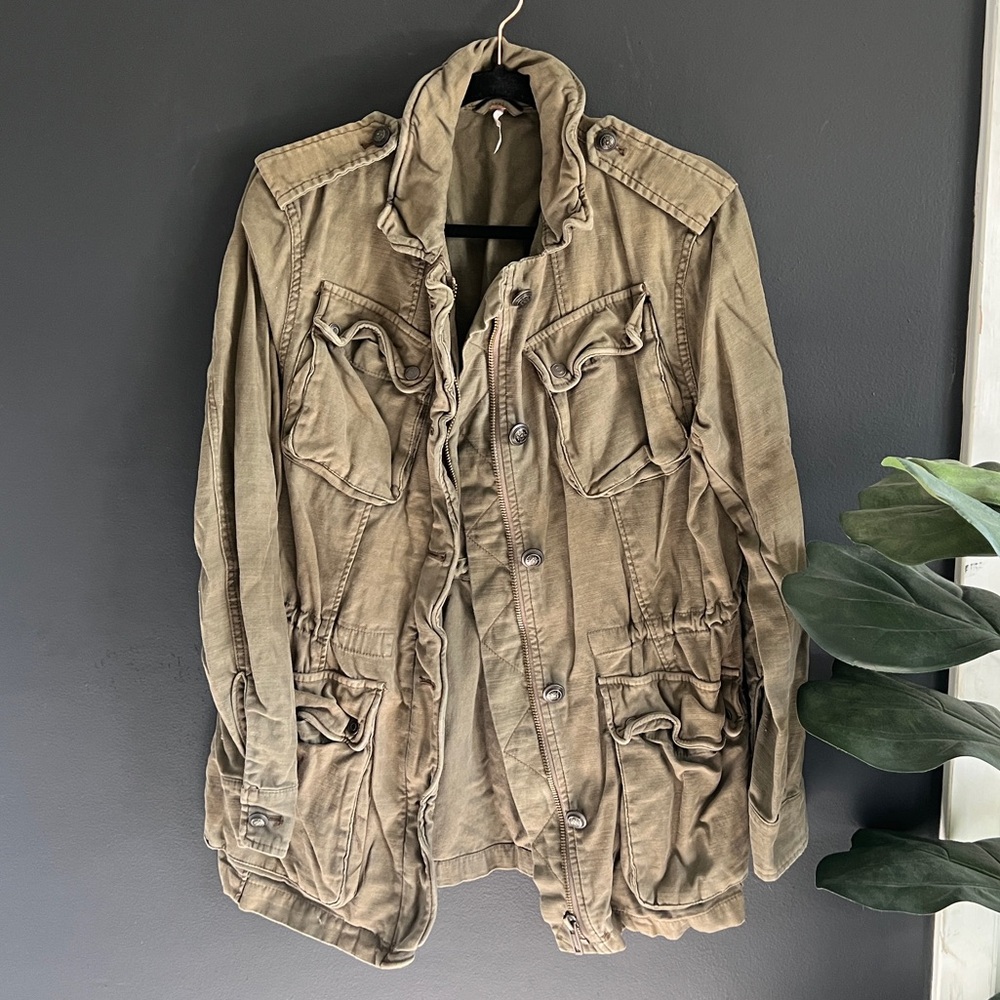 Free People Army Green Surplus Utility Not Your Brothers Cargo Jacket Coat M